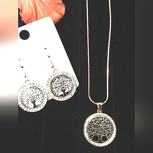 CRYSTAL Silver Tree of Life Necklace adjustible Family Jewelry NEW - Picture 10 of 12